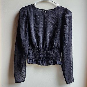 Express Sheer Black Cropped Blouse Size XS